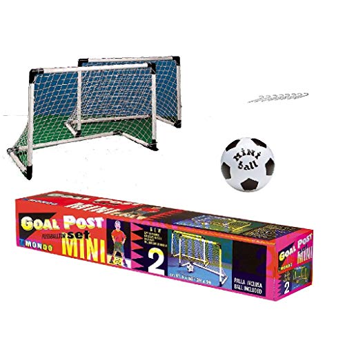 Mondo Toys - Goal Post Mini - Set 1 Porta da Calcio per Bambini con Rete - Pallone Mini Ball INCLUSO - colore bianco / nero - 18017