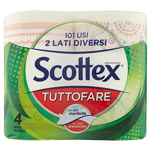 Scottex Tuttofare con Due Lati Diversi, 2 Pacchi da 4 Maxi Rotoli