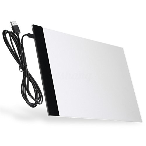 lzndeal A4 Tracing Light Box 9x12 Pollici Light Pad Ultra-Sottile Solo 3.5mm tavolino di Alimentazione USB per Gli artisti, disegnare, disegnare, Animazione (A, No Brightness Adjustment)