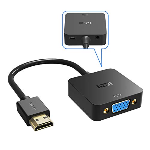 ICZI Adattatore HDMI a VGA Trasmette Contemporaneamente Audio e Video 1080P, Convertitore HDMI Maschio su VGA Femmina Cavo di Audio e di Ricarica Micro USB per PC, Portatili, HDTV, Apple TV ECC