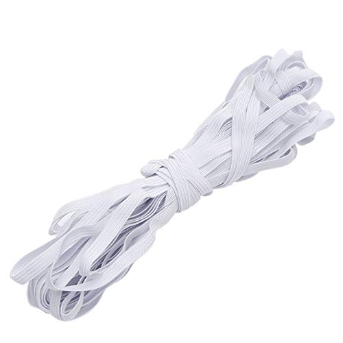 ULTNICE Cavo elastico in nastro elastico bianco a fascia piatta per abbigliamento 10m x 6mm (bianco)