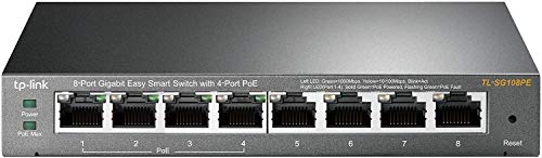 TP-Link TL-SG108PE PoE Easy Smart Switch, 8 Porte Gigabit con 4 Porte PoE, 55 W, Port e Tag VLAN