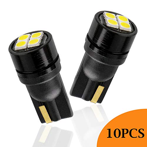 GLL 10pcs T10 501 Lampadine a LED Bianco W5W 194 168 2825 Lampadina a Cuneo T10 3030-4SMD per Auto Cupola Interna Luce per Bagagliaio Luce da Lettura Luce di Posizione Laterale (Non Canbus)