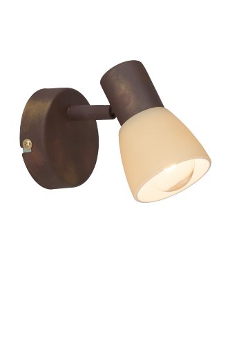 Brilliant Luca 35810/56 - Faretto da parete, 1 lampadina E14 max. 40 W, in metallo e vetro, colore: Rame anticato/champagne, reflektor, marrone