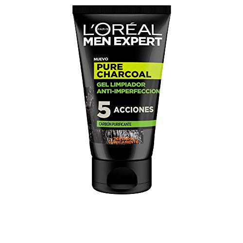 L'Oréal Paris Men Expert Gel Detergente Viso Detox Pure Charcoal, Formula Arricchita con Carbone Vegetale, 100 ml