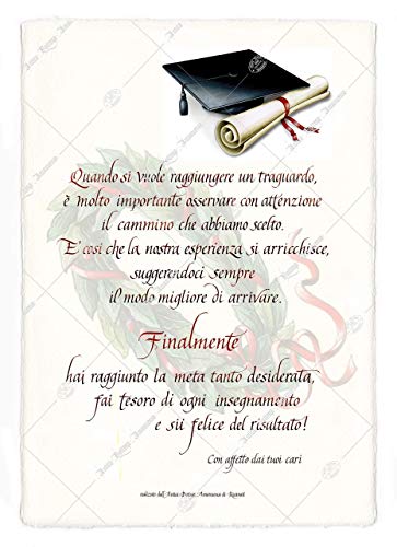 Festa di Laurea, pergamena regalo, scritta a mano su carta pregiata, confezione con marchio oro, personalizzata da Amanuensi calligrafi