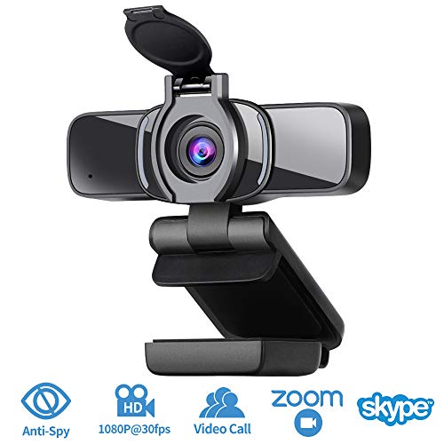 Dericam Webcam HD con copertura webcam, con microfono PC, Plug & Play per PC desktop, laptop, ideale per conferenze, riproduzioni in tempo reale, gaming PC e videochiamate