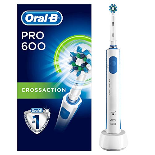Oral-B Pro 600 Spazzolino Elettrico Ricaricabile PRO 600 CrossAction, 1 Testina di Ricambio, bianco