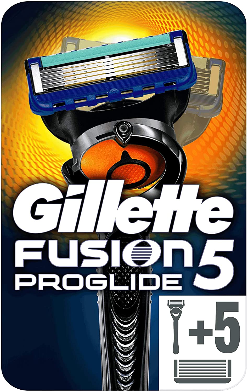 Gillette Fusion5 ProGlide Confezione da 5 Lame per Ricambio + 1 Rasoio, Pacchetto per Casella Postale, con Tecnologia FlexBall