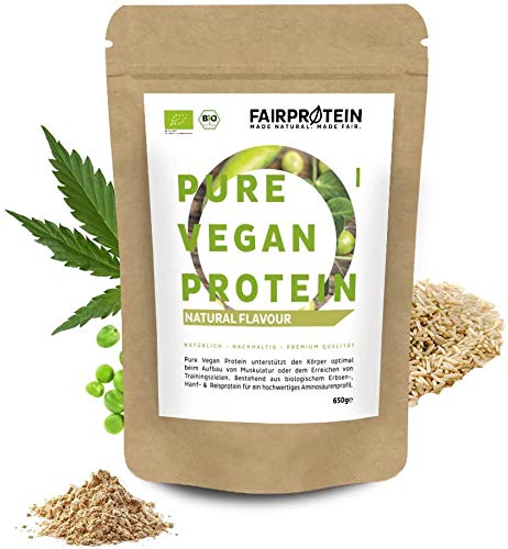 Fairprotein® Proteine Vegane in Polvere Insapore NUOVO BIO senza soia [dalla Germania] 650g Vegan Protein Biologiche senza dolcificante per la costruzione dei muscoli I Organiche senza zucchero