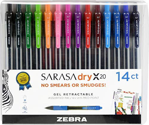 Zebra Sarasa ad asciugatura rapida inchiostro gel penna retrattile Confezione da 12 Fashion Assorted