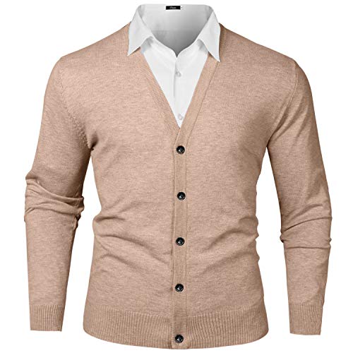 iClosam Cardigan Uomo Cotone Classics Collo A V Casual Maglioni Manica Lunga Maglieria Maglione Pullover Coat