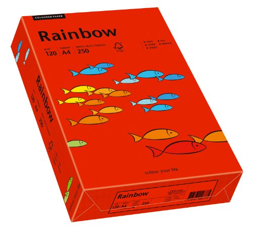 Schneidersöhne 88042480 - Carta multifunzione Rainbow Carta colorata A4 120 g/mq, 250 fogli, colore: Rosso intenso