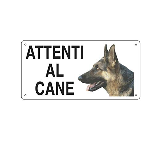 CARTELLO ALLUMINIO 25x12,5cm 'ATTENTI AL CANE'' CARTELLI SEGNALATORI
