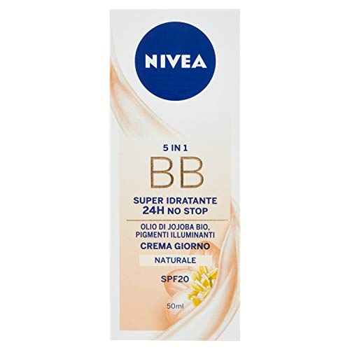 Nivea Essentials BB Cream Super Idratante 24H Uniformante, Crema Giorno Viso SPF 20, Colore Naturale, 50 ml