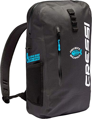 Cressi Fishbone Dry Backpack, Zaino Pratico, Resistente e Impermeabile Unisex Adulto, Nero, 25 L