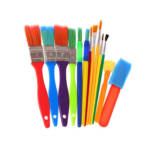 Toyvian 15pcs pennelli durevoli Colorati Facili da Pulire Pennello per camere darte Asilo Accessori educativi per la casa dei Bambini