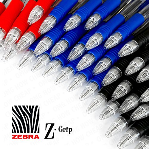Penna a sfera a scatto Z Grip, confezione risparmio da 40 pezzi, colori: nero, blu e rosso