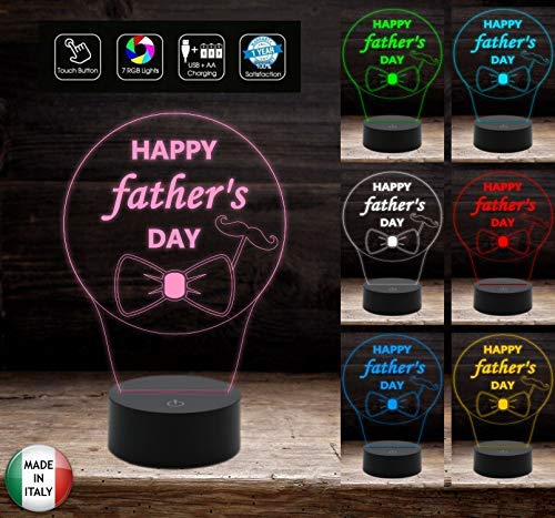 HAPPY FATHER’S DAY Regalo FESTA DEL PAPA’ Lampada 7colori da scrivania Idea originale personalizzato