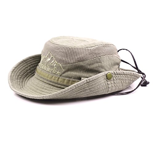 Charmylo Cappello da sole da uomo e donna, in cotone, con protezione UV, per escursionismo, pesca, trekking, safari, dal design pieghevole con sottogola cachi 58