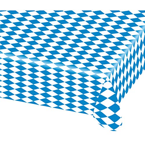 Amscan International - Tovaglia di plastica per feste in stile bavarese, 2,6 m x 80 cm (Blu/bianco)