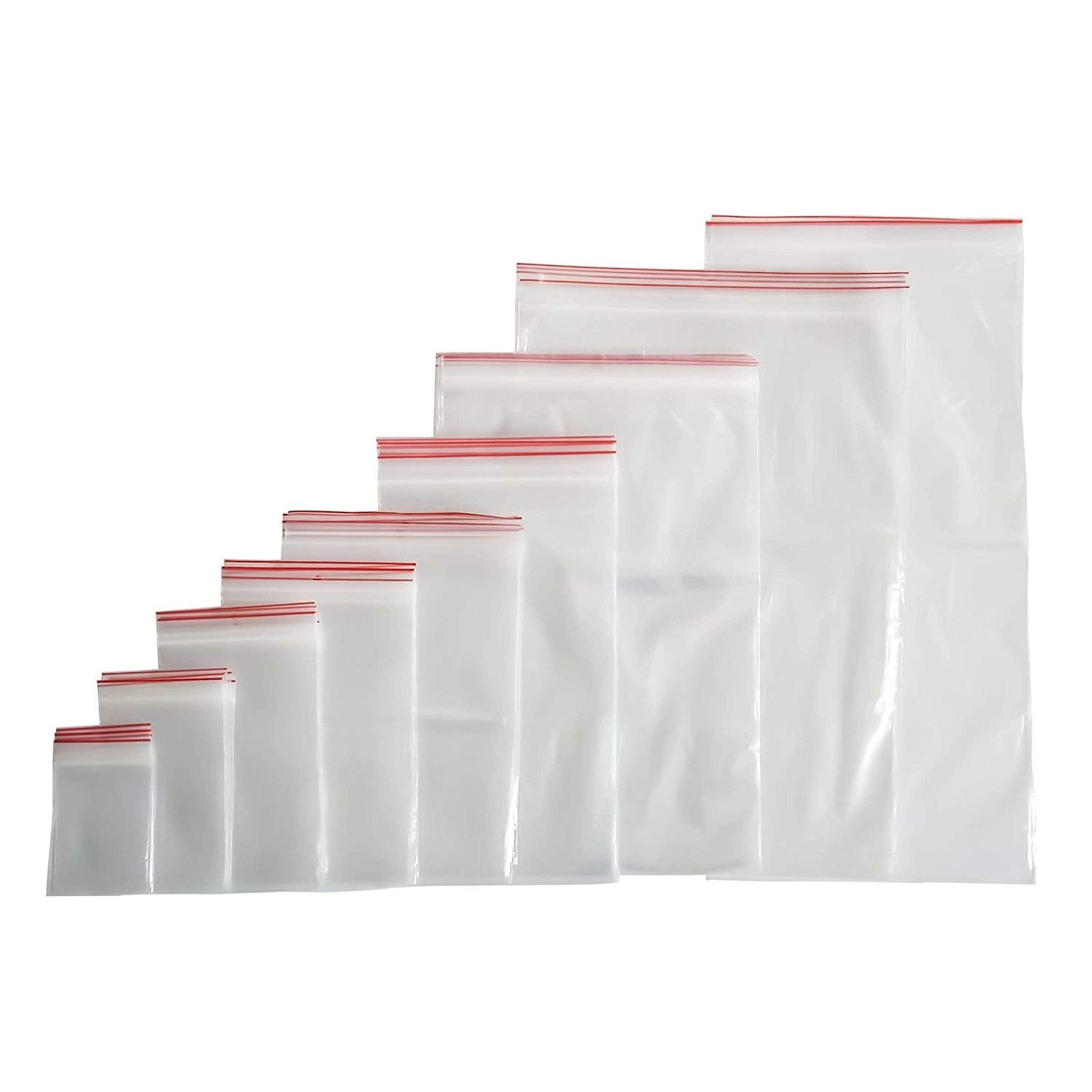 100 sacchetti con chiusura a pressione, in plastica, con chiusura lampo (40 misure a scelta), 4x6, farbenlos, 1
