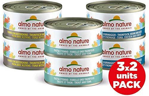 almo nature Multipack -Ricette assortite al tonno Confezione da 6 lattine da 70g - Cibo Umido Naturale per Gatti Adulti