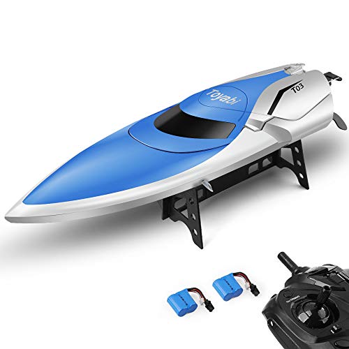 E T, Telecomando Barca per Piscine e Laghi 2,4 GHz ad Alta velocità RC Barche per Adulti Bambini Bonus Batteria (Blu), Colore Bianco, MT-1712H106BWTK-DE