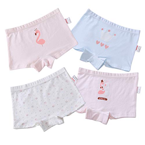 RAISEVERN Lovely Boxers Underwear 4 Pack Little Girls Flamingo Print Pantaloni Shorts Knickers Cotton Boyshorts Taglia 10-11 Anni