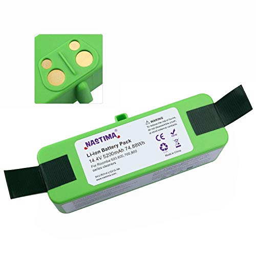 NASTIMA Batteria al Litio ad Alta Capacità da 5,2 Ah Compatibile con Roomba 500 530 531 532 555 560 562 565 570 580 595 600 610 620 625 630 650 700 770 780 790 800 870 880