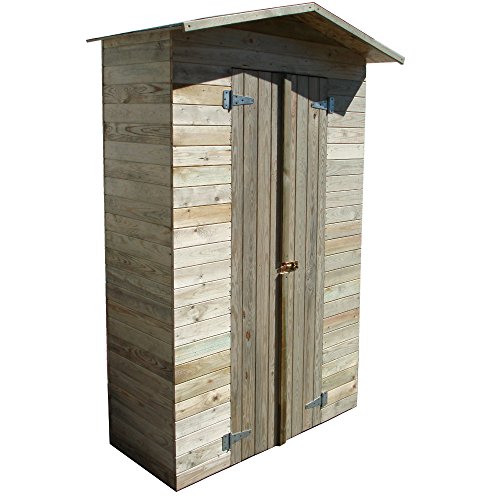 Casetta in legno impregnato 135x61xh201cm esterno porta attrezzi giardino EG41045