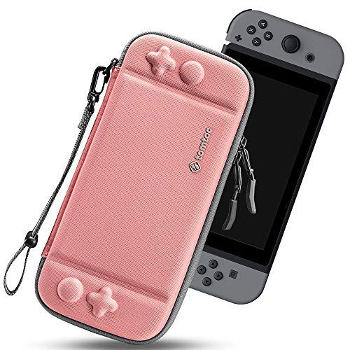 tomtoc Custodia Rigida Sottile Compatibile con Nintendo Switch, Custodia da Viaggio Portatile Brevettata Originale Copertura Copri Console Regolabile, 10 Cartucce di Gioco, Corallo