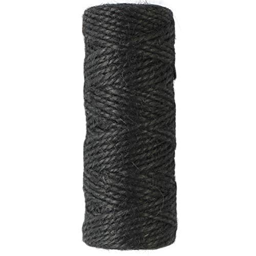 Uooom 2 mm corda corda spessa iuta spago canapa naturale per creazioni fai da te, decorazione, abbinamento, giardinaggio, Black