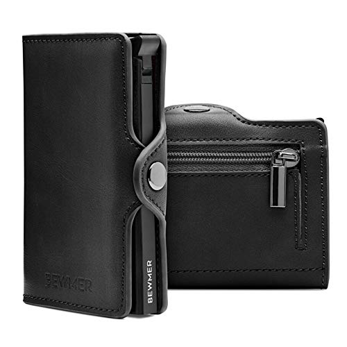 Porta Carte Di Credito Uomo By Bewmer Portafoglio Rigido Fermasoldi E Tessere Portacarte Uomo Con Protezione Rfid Porta Schede Schermato Anticlonazione Miniwallet Portatessere Di Classe (Zip nero)