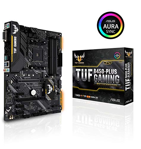 ASUS TUF B450-PLUS Gaming Scheda Madre Gaming AMD B450 con Illuminazione a LED Aura Sync RGB, Supporto DDR4 4400 MHz, 32 Gbps M.2, HDMI 2.0b, Type C e USB 3.1 Gen 2 Nativo