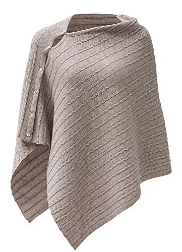 PULI Donna Bottone Scialle Lavorato a Maglia Poncho Cape Cardigan Cashmere/Cashmere Feel Sciarpa Avvolgente per la Primavera Estate Autunno