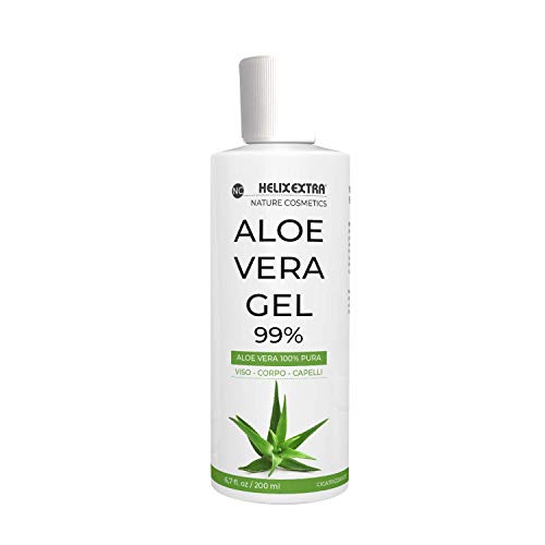 Aloe Vera Gel 100%, aloe vera gel puro e biologico. Per Viso, Corpo e Capelli, per pelli secche e stressate. Idratante, lenitivo, rinfrescante per scottature solari, smagliature 200 ML