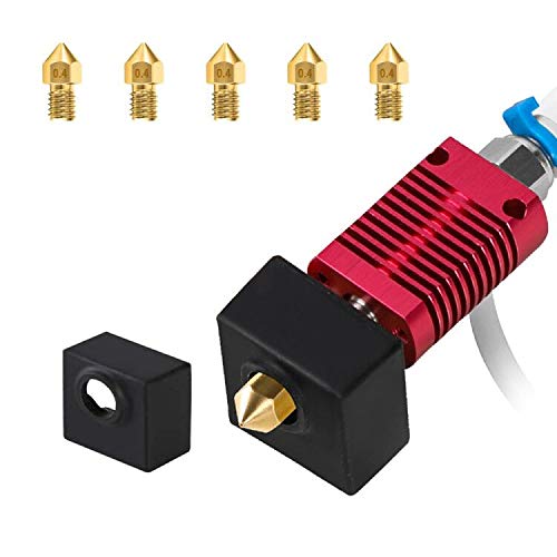 CREALITY Ender 3 Hotend Extruder MK8 Sprinkler Kit montato, blocco termico in alluminio con stivali in silicone e ugello extra da 0,4 mm, 5 per stampante 3D Ender-3/Ender-3s/Ender-3 pro