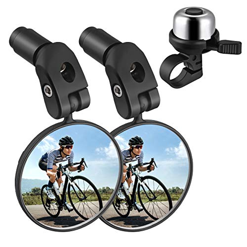 Zacro Specchietto per Bici e Campanello per Bici, Specchietto per Bici Ruotabile a 360 ° Specchietto Retrovisore per Bicicletta