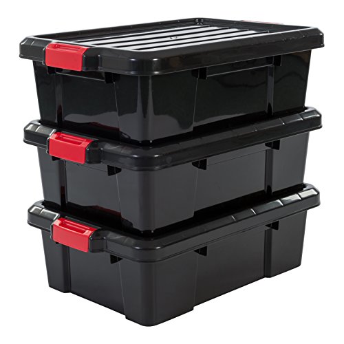 Iris Ohyama 135737 SK-230 Power Box Set di 3 contenitori di plastica nero 59 x 38.50 X 18 cm