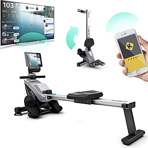 Bluefin Fitness Blade Vogatore Pieghevole per Casa | Rowing Machine | Resistenza Magnetica | 8 Livelli di Tensione | Smooth Belt Drive | Console Fitness Digitale LCD | App Smartphone