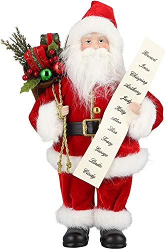 Uten Deluxe Santa Claus Standing Santa Figure con Borsa Regalo ed elenchi 12 Pollici Christmas Ornament Home Decoration Bambola di Natale