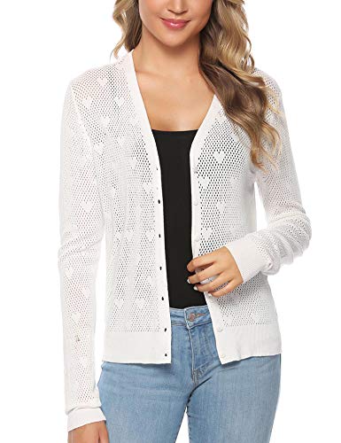 Sykooria Cardigan Donna Corto Estivo Lavorato a Manica Lunga Donna Cardigan V-Collo Estivo