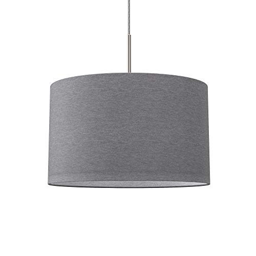 Lampada a sospensione in tessuto grigio, attacco per lampadina E27 non inclusa, paralume diametro 38cm, Lampadario moderno per sala da pranzo o camera da letto, IP20