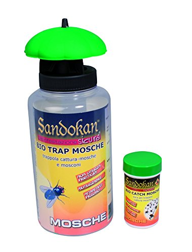Sandokan Bio Trappola per mosche e insetti con attrattivo Riutilizzabile per uso all'aperto - 2 pezzi