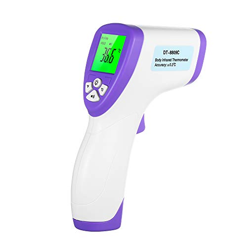 Leepesx Termometro Digitale a Infrarossi LCD Termometro a Infrarossi Senza Contatto Misurazione della Temperatura Corporea Sulla Fronte Retroilluminazione a 3 Colori Allarme Febbre per Bambini Adulti