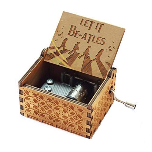 Evelure Carillon Beatles, scatole Musicali a manovella in Legno Intagliato Antico per Il Compleanno dei Bambini (B-Wood)