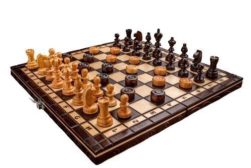 Nuovi scacchi e dama in ciliegio a lavorazione manuale dimensioni cm 35 x 35