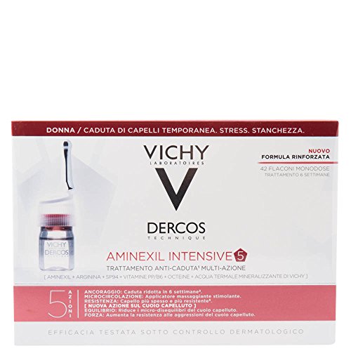 Vichy Dercos Aminexil Intensive 5 - Trattamento Anticaduta Donna, 42 Fiale