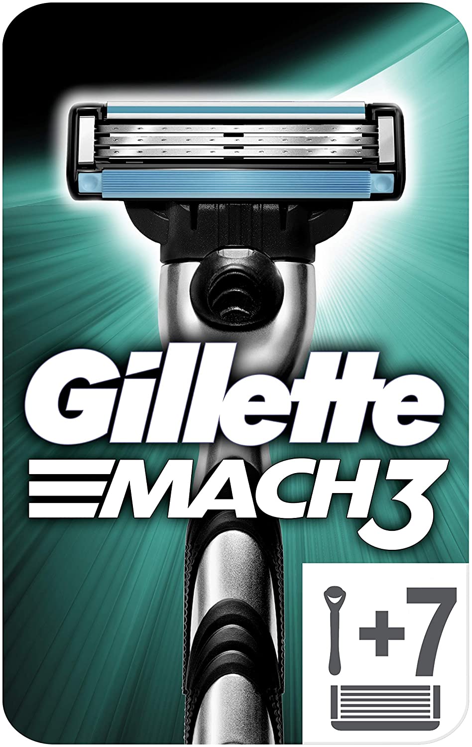 Gillette Mach3 Rasoio da Uomo + 7 Lamette, Pacchetto per Casella Postale, con Lame Forti